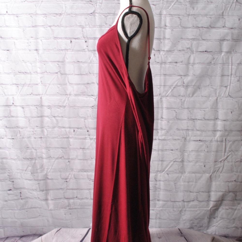 PlusV Neck Maxi W/Pockets Dress Cabernet Various - Picture 5 of 8